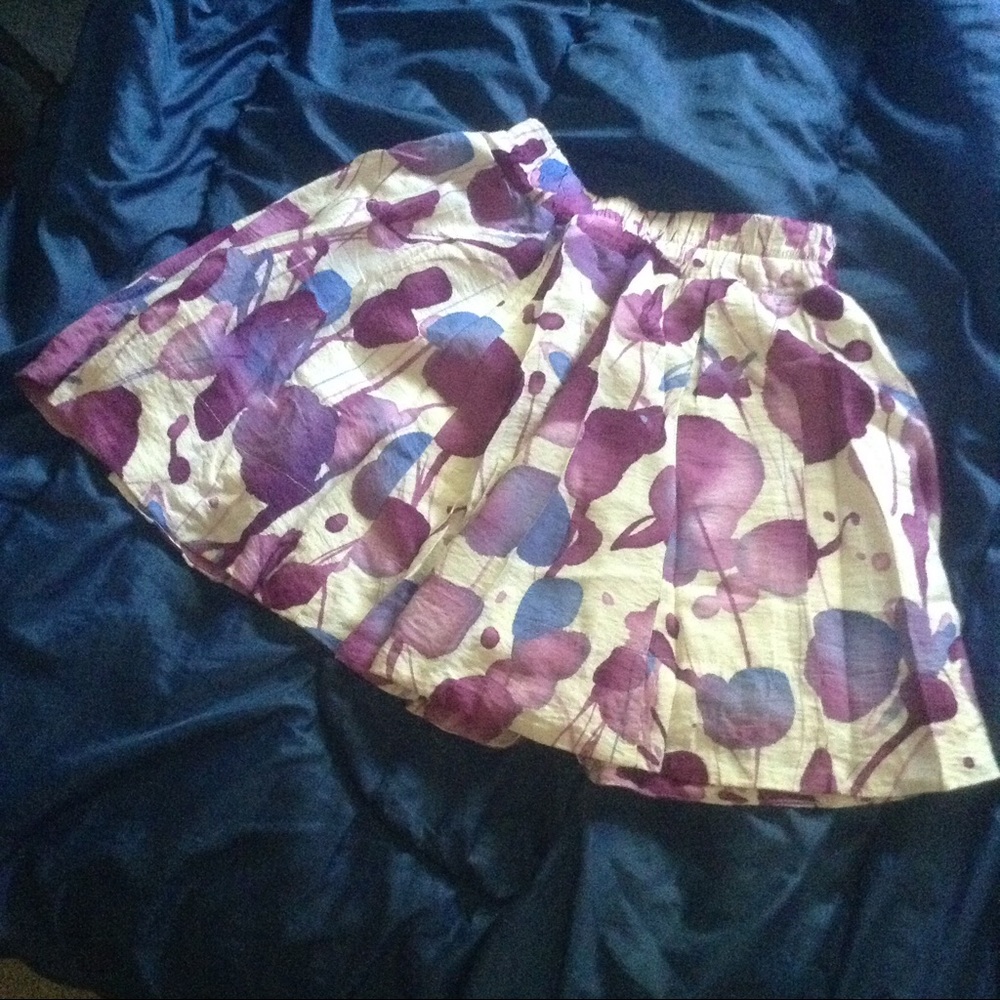 Forever 21 Beige Short skirt with Purple & Blue, S